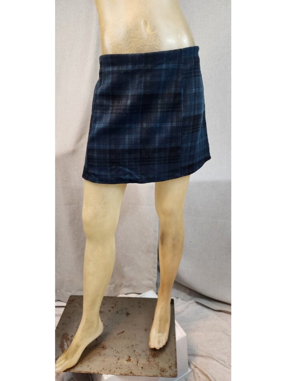 Altar'D State Blue Green Tartan Plaid ALine Skirt Skort XLARGE Womens NEW